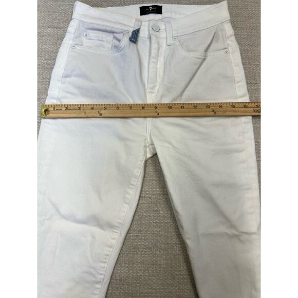 Seven for All Mankind Jeans High Waist Ankle Skinny White w/ Denim Patch Pocket - Picture 9 of 16